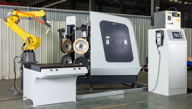Mesin Pemoles Robot Permukaan Tembaga Sistem CNC Untuk Keran Penggiling